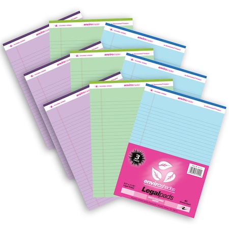 Roaring Spring Paper Products Enviroshades Legal Pad, Standard, 3 Assorted Colors Per Set, 9PK 74101